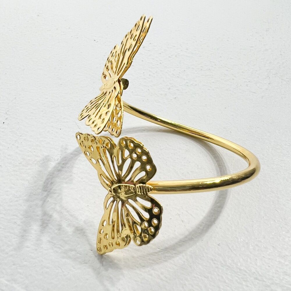 Napkin Rings Twin Butterfly Gold Tone Metal Set of 12 Dinner NEW